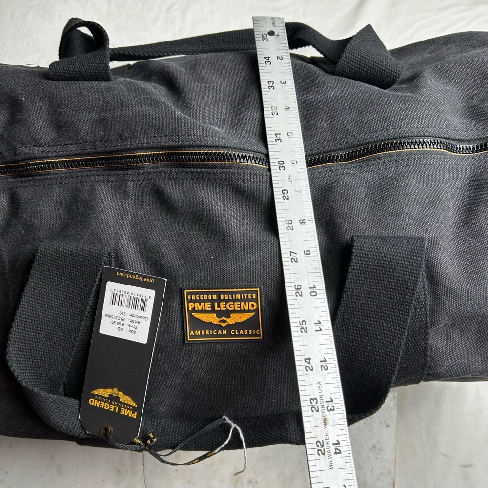 PME Legend Men's distressed Black Duffel Bag - Classic Travel Weekender - Picture 14 of 14